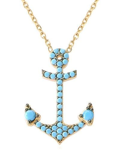 Gabi Rielle Love Is Declared 14k Over Silver Turquoise Anchor Necklace - Blue
