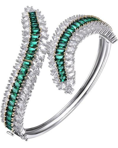 Genevive Jewelry Two-tone Over Silver Cz Bangle Bracelet - White