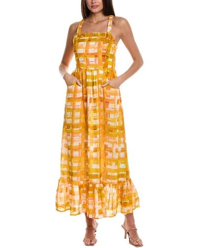 Marie Oliver Prima Linen & Silk-blend Maxi Dress - Yellow