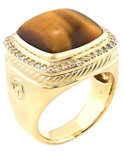 David Yurman Albion 18K 0.40 Ct. Tw. Diamond & Tiger'S Eye Ring (Authentic Pre-Owned) - Metallic