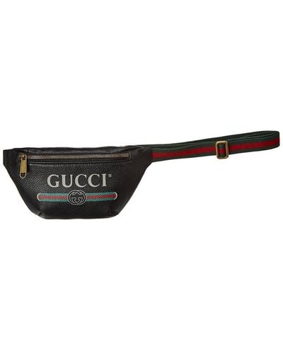 Gucci Logo Print Small Leather Belt Bag - Black