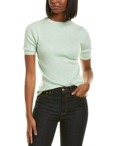 Tory Burch Taylor Ribbed Cashmere Sweater - Green
