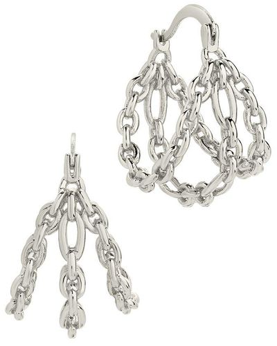 Sterling Forever Rhodium Plated Tenly Hoops - White