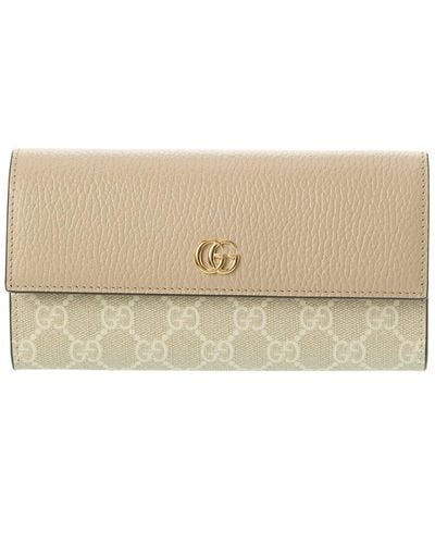 Gucci GG Marmont GG Supreme Canvas & Leather Continental Wallet - Natural