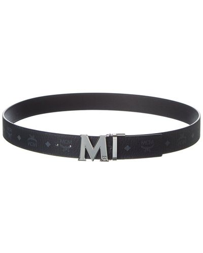 MCM Claus Reversible Visetos & Leather Belt - Black