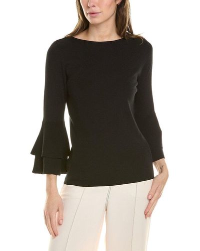 Anne Klein Flare Sleeve Sweater - Black