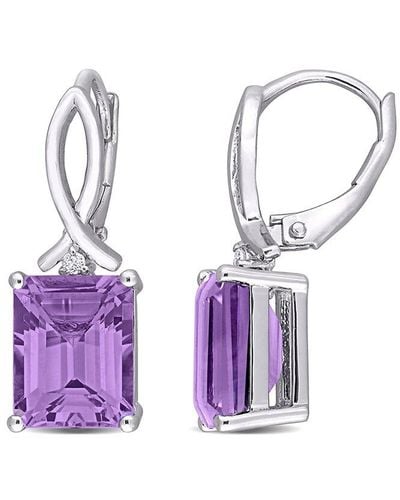 Rina Limor Silver 6.46 Ct. Tw. Gemstone Octagon Earrings - Purple