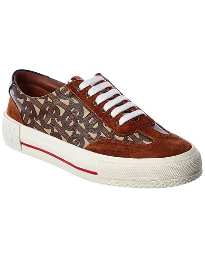 Burberry Nelson Suede & Tb Canvas Low-top Sneakers - Brown
