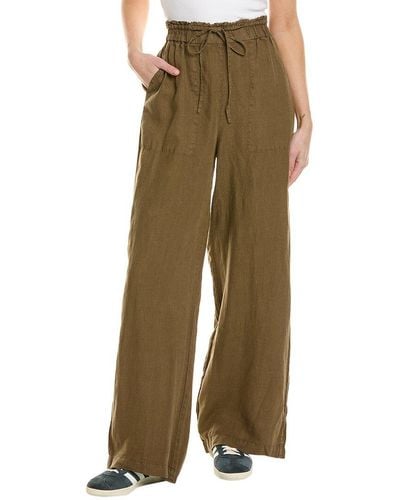 Michael Stars Jules High-rise Wide Leg Linen Pant - Green