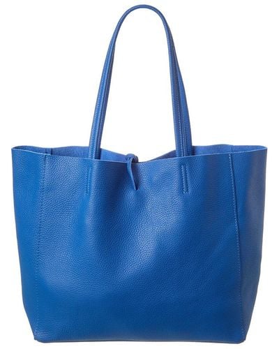 Italian Leather Top Handle Tote - Blue