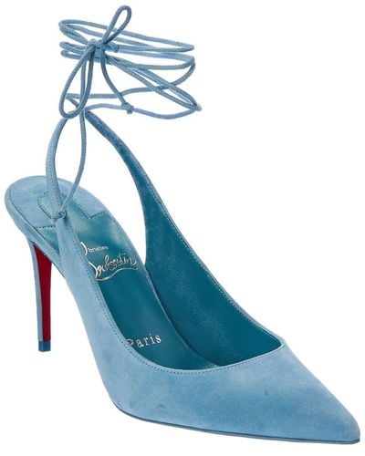 Christian Louboutin Lace-up Kate 85 Suede Pump - Blue
