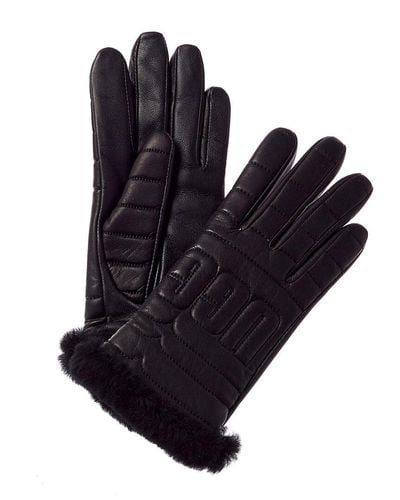 UGG Logo Quilted Leather Gloves - Blue