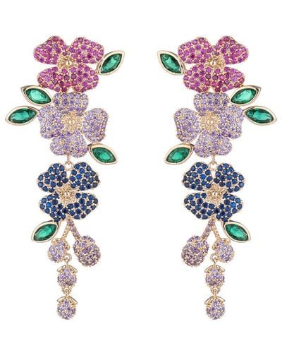 Eye Candy LA Luxe Collection Bloom Cubic Zirconia Crystal Drop Earrings - Pink