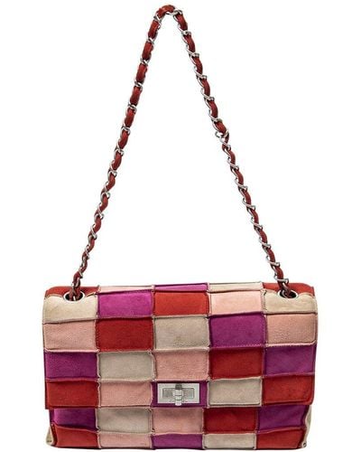 Chanel Limited Edition Quilted Suede Patchwork Reissue Single Flap Bag (Authentic Pre-Owned) - Red
