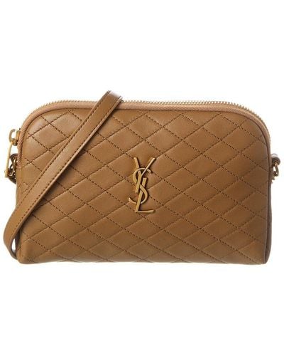 Saint Laurent Gaby Zipped Quilted Leather Crossbody - Brown