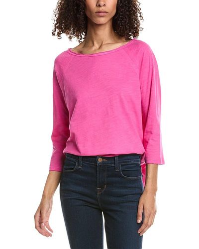 InCashmere In2 By 3/4-Sleeve Linen T-Shirt - Pink