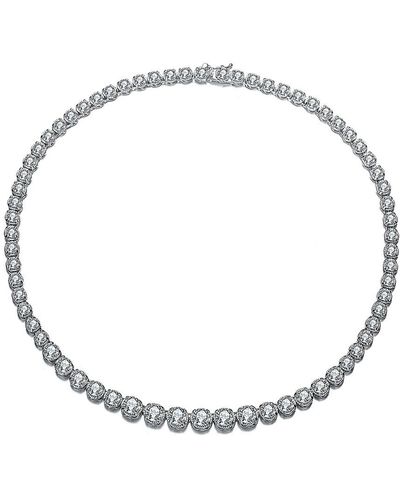 Genevive silver cz best sale necklace