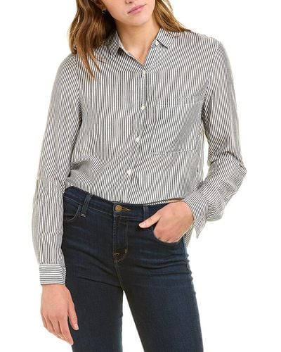 Joan Vass Roll Sleeve Shirt - Gray