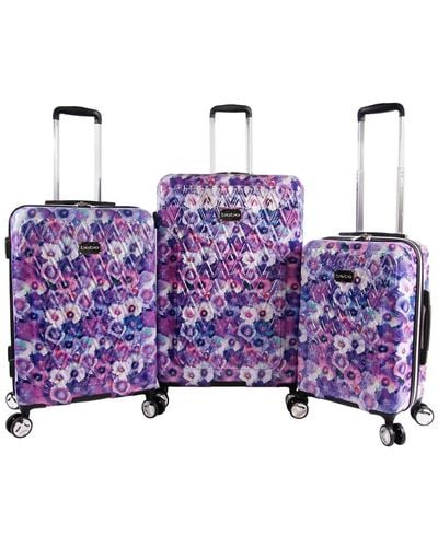 Bebe Gia 3pc Suitcase Set With Spinner Wheels - Purple