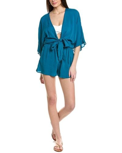 Vince Camuto Convertible Tie Cover-up Romper - Blue