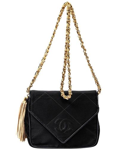 Chanel Satin Cc Envelope Tassel Bag (Authentic Pre-Owned) - Black