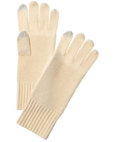 Forte Luxe Textured Cashmere Gloves - White