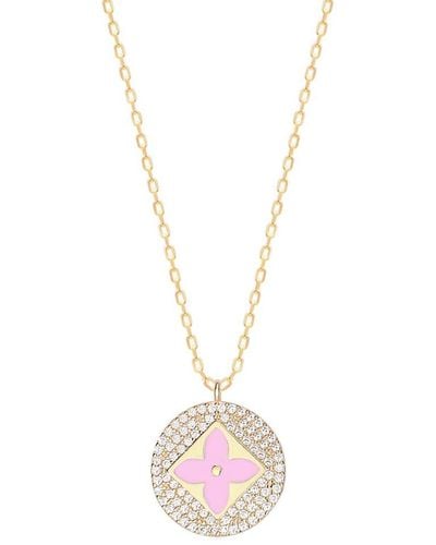 Gabi Rielle 14k Over Silver Clover Pendant Necklace - Pink