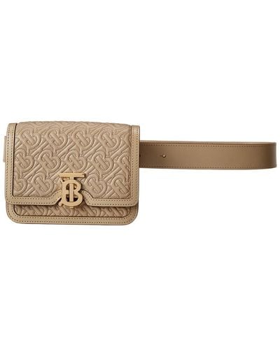 Burberry Tb Monogram Leather Belt Bag - Natural
