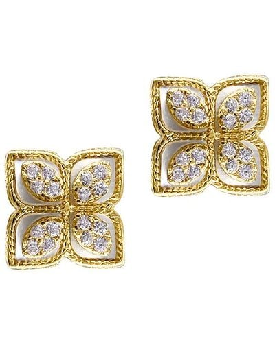 Adornia 14k Plated Cz Renaissance Flower Earrings - Metallic