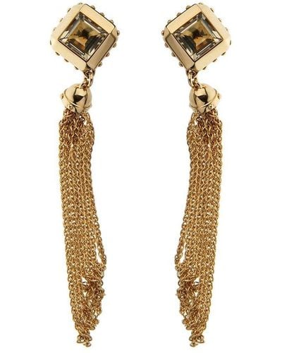 Louis Vuitton 18K Quartz Tassel Drop Earrings (Authentic Pre-Owned) - Metallic