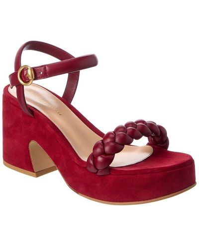 Gianvito Rossi 55 Leather & Suede Platform Sandal - Red