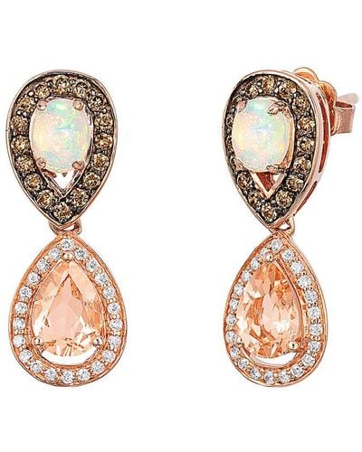 Le Vian 14k Rose Gold 1.82 Ct. Tw. Diamond & Peach Morganite Earrings - Multicolor