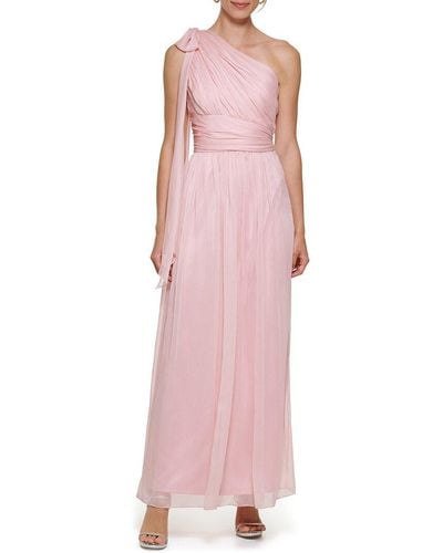 DKNY One Shoulder Pleated Dress - Pink