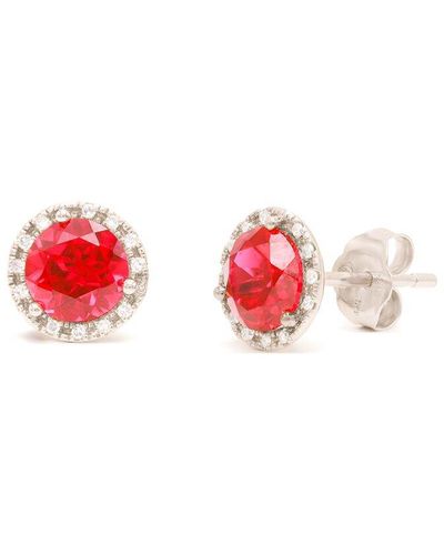 Diana M. Jewels Fine Jewellery 14k 2.03 Ct. Tw. Diamond & Garnet Halo Studs - Red