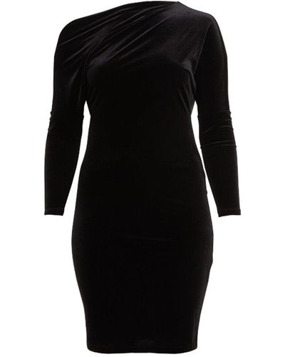 Reiss Oe Eliza Velvet Drape Mini Dress - Black