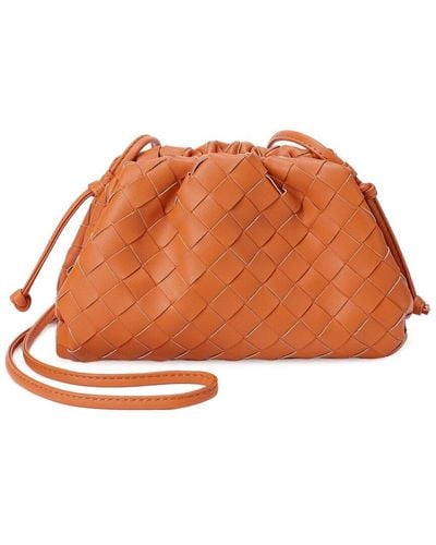 Tiffany & Fred Paris Woven Leather Crossbody - Orange