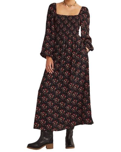 Boden Square Neck Smocked Maxi Dress - Brown
