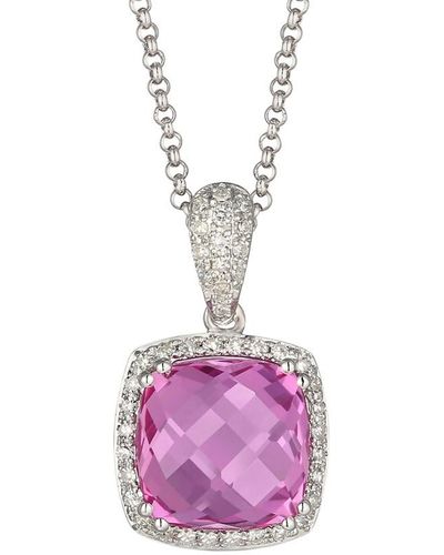 Diana M. Jewels Fine Jewelry 14k 3.80 Ct. Tw. Diamond & Topaz Necklace - Pink