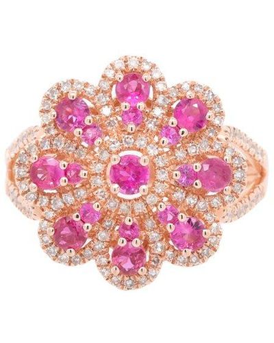 Diana M. Jewels Fine Jewellery 14k Rose Gold 1.32 Ct. Tw. Diamond & Sapphire Half-eternity Ring - Pink