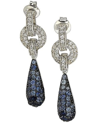 Suzy Levian 18k & Silver 1.82 Ct. Tw. Sapphire Drop Earrings - White