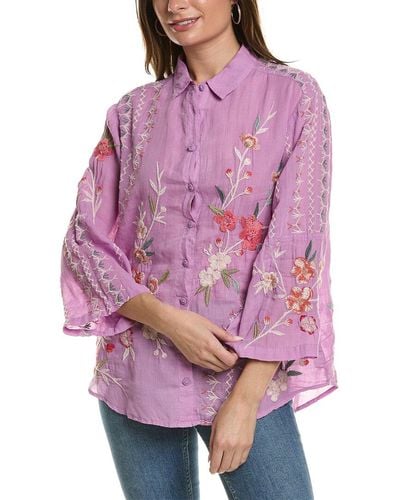 Johnny Was Cherri Kimono Sleeve Shirt - Purple