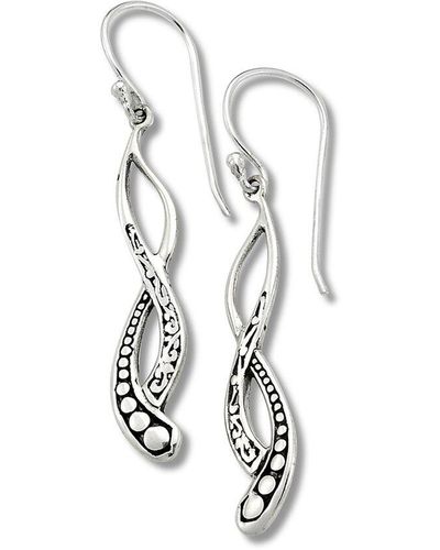 Samuel B. Silver Swirl Drop Earrings - White