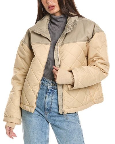 WeWoreWhat Colorblock Quilted Puffer Jacket - Natural