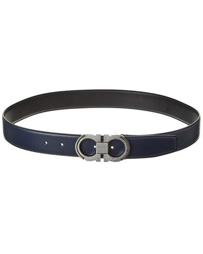 Ferragamo Gancini Reversible & Adjustable Leather Belt - Blue