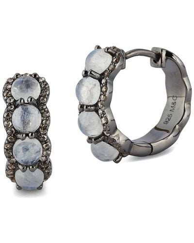 Banji Jewelry Silver 1.50 Ct. Tw. Diamond & Moon Stone Huggie Earrings - Multicolor