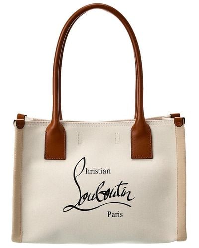 Christian Louboutin Nastroloubi E/w Small Canvas & Leather Tote - Natural