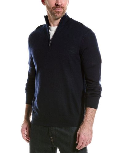 Brooks Brothers Basic Merino Wool 1/2-zip Sweater - Blue