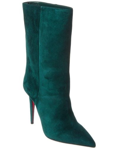 Christian Louboutin Astrilarge 100 Suede Bootie - Green
