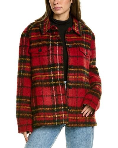 AllSaints Rosey Check Wool-blend Jacket - Red