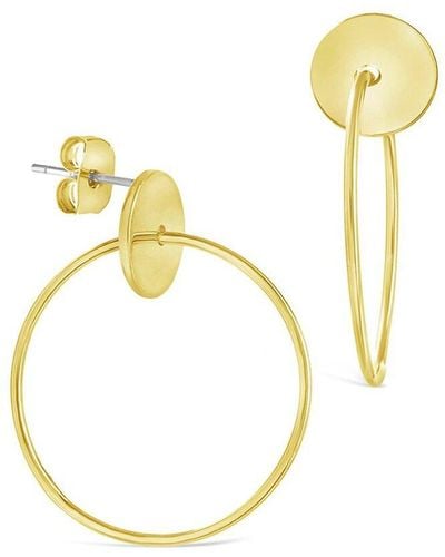 Sterling Forever 14k Rose Gold Vermeil Solid Circle Stud Drop Earrings - Metallic